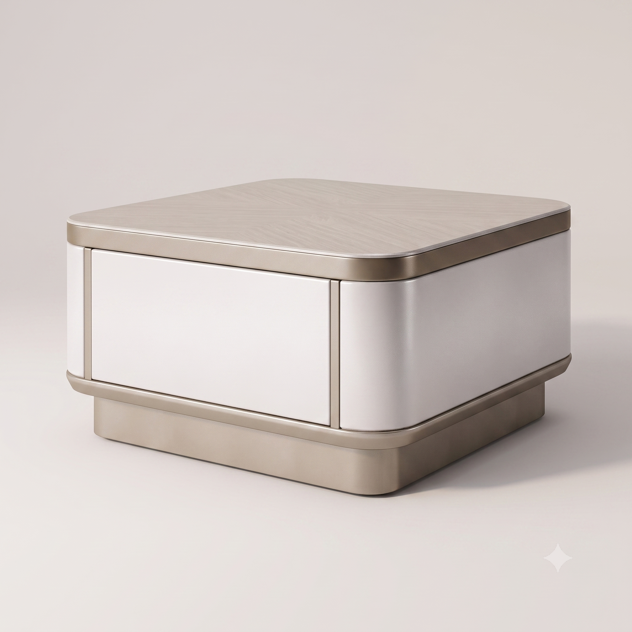 The Grand Executive Dual-Drawer MDF Coffee Table in Cream Gloss & Metallic Bronze Trim