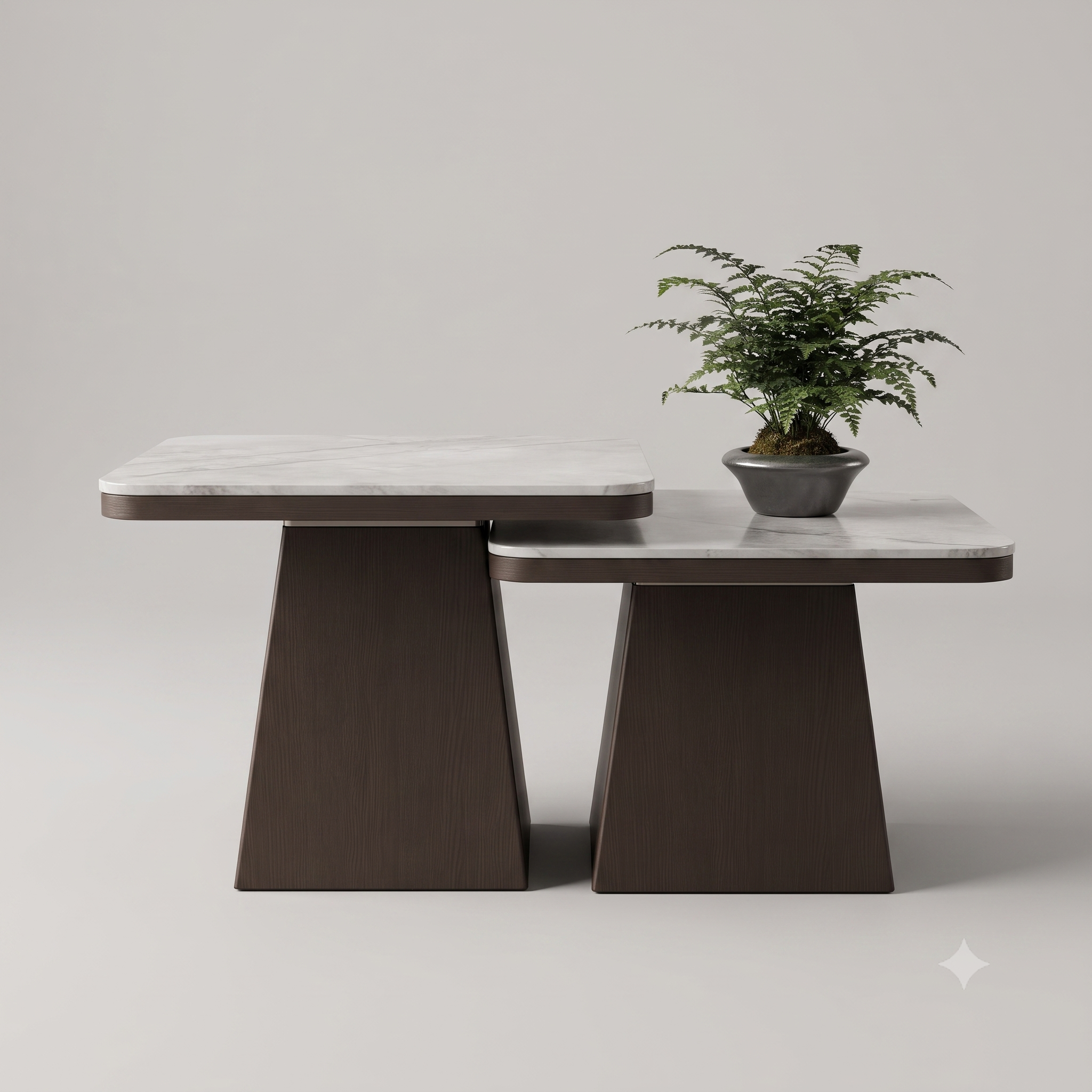 Geometric Nesting Marble Accent Table Set in Soft-Square Silhouettes
