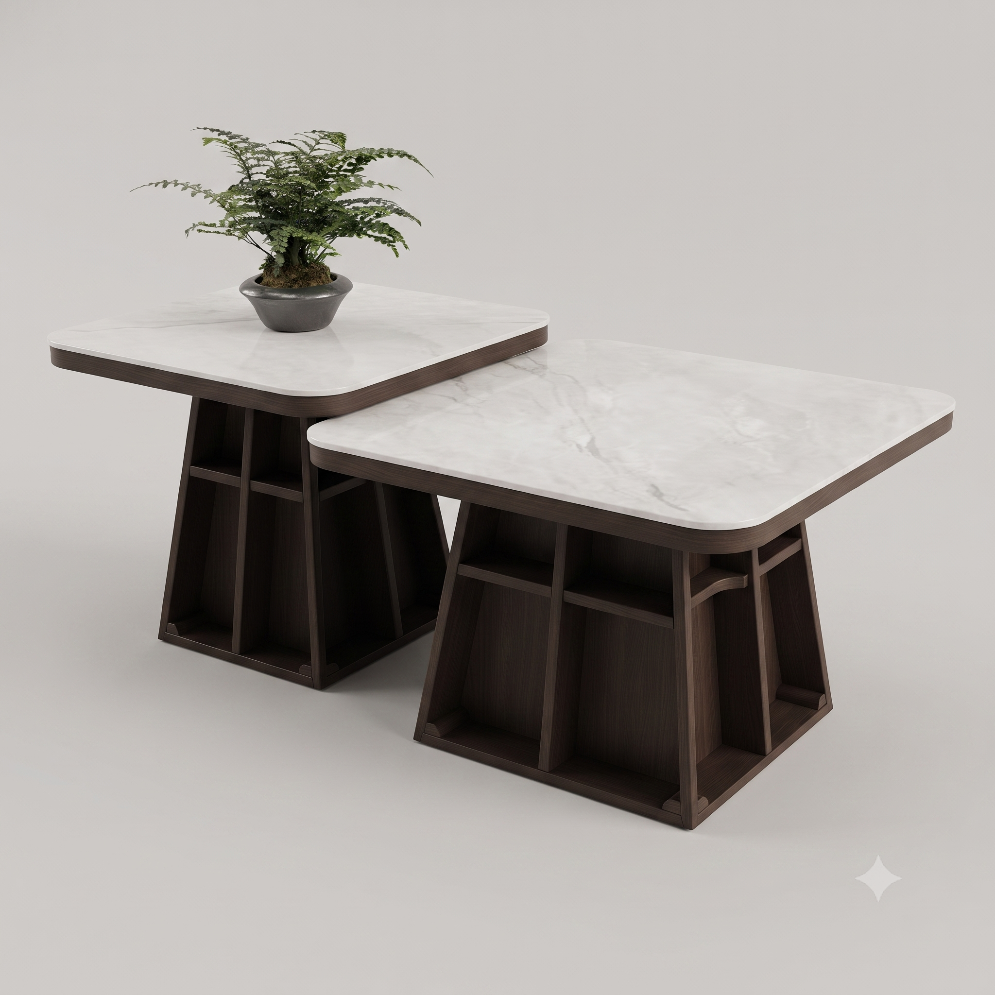 Geometric Nesting Marble Accent Table Set in Soft-Square Silhouettes