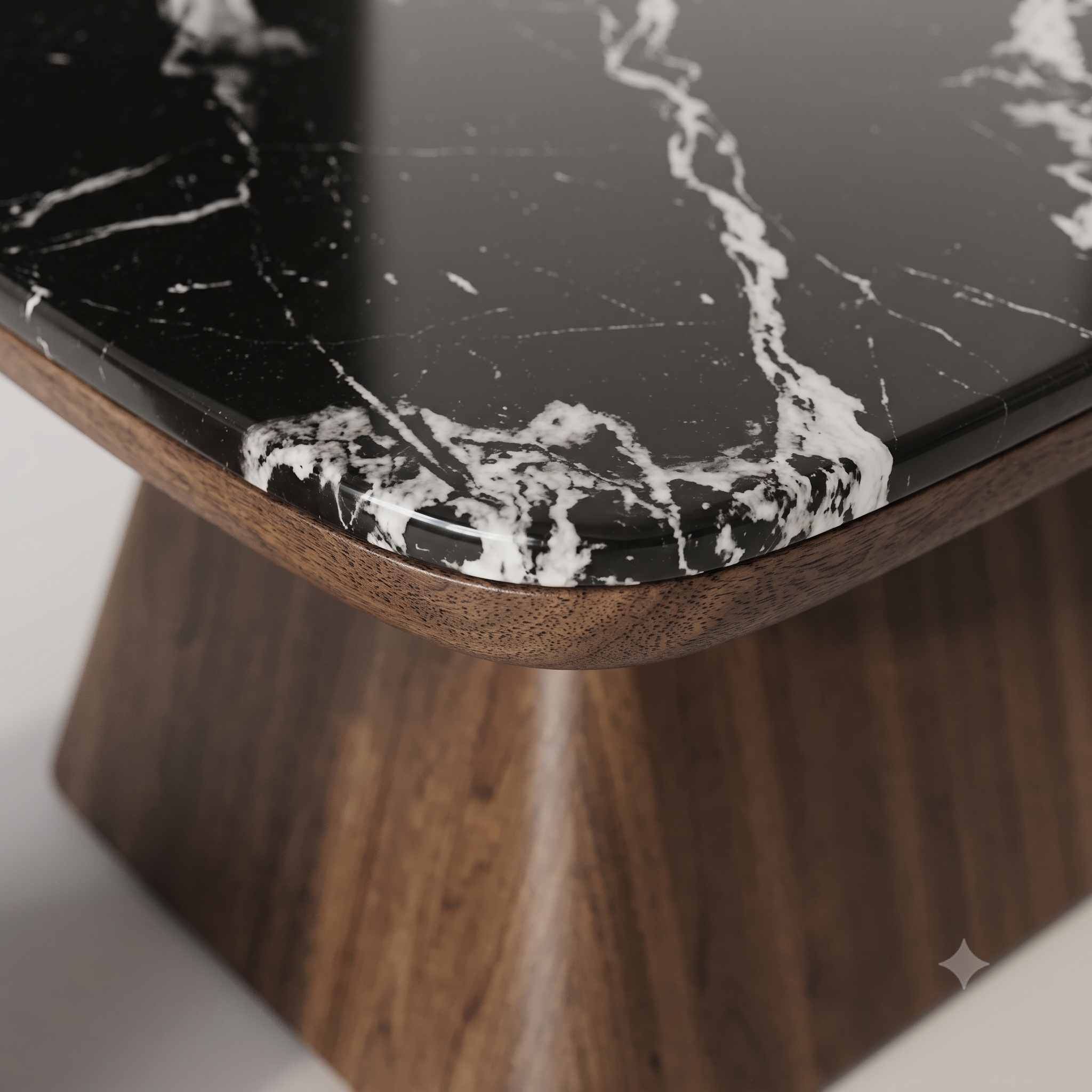 The Noir Laurent Black Marble & Walnut Nesting Coffee Table Set with Companion Accent Table