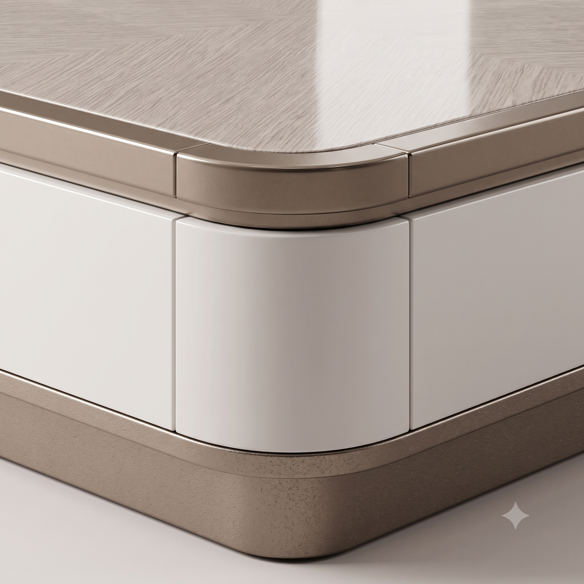 The Grand Executive Dual-Drawer MDF Coffee Table in Cream Gloss & Metallic Bronze Trim