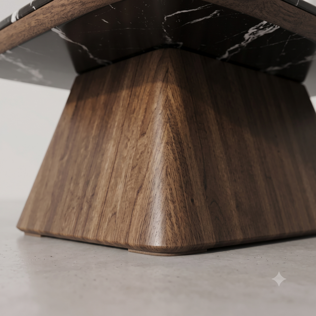 The Noir Laurent Black Marble & Walnut Nesting Coffee Table Set with Companion Accent Table