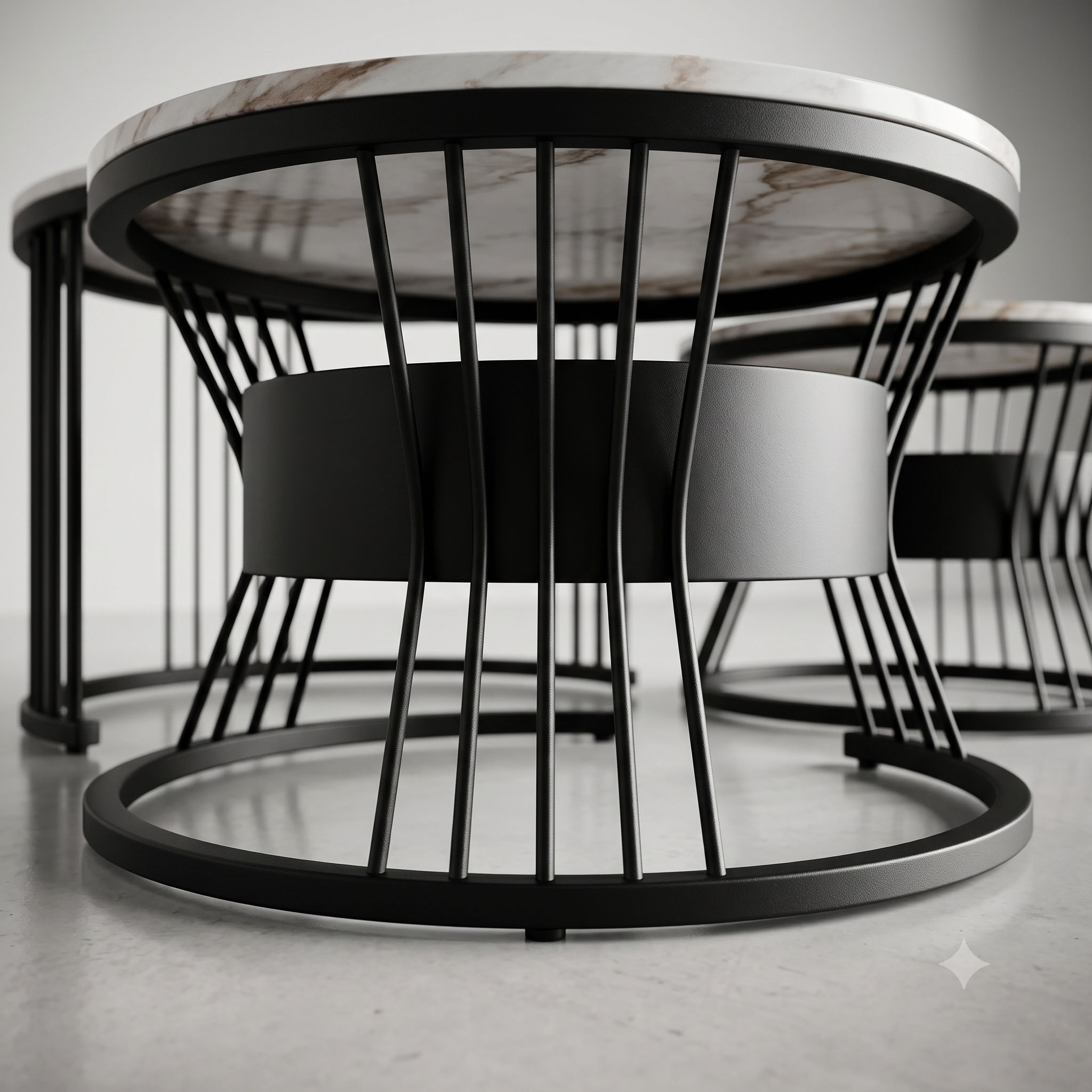 Luxury Modern Marble Finish Nesting Coffee Table Set (Set of 2)