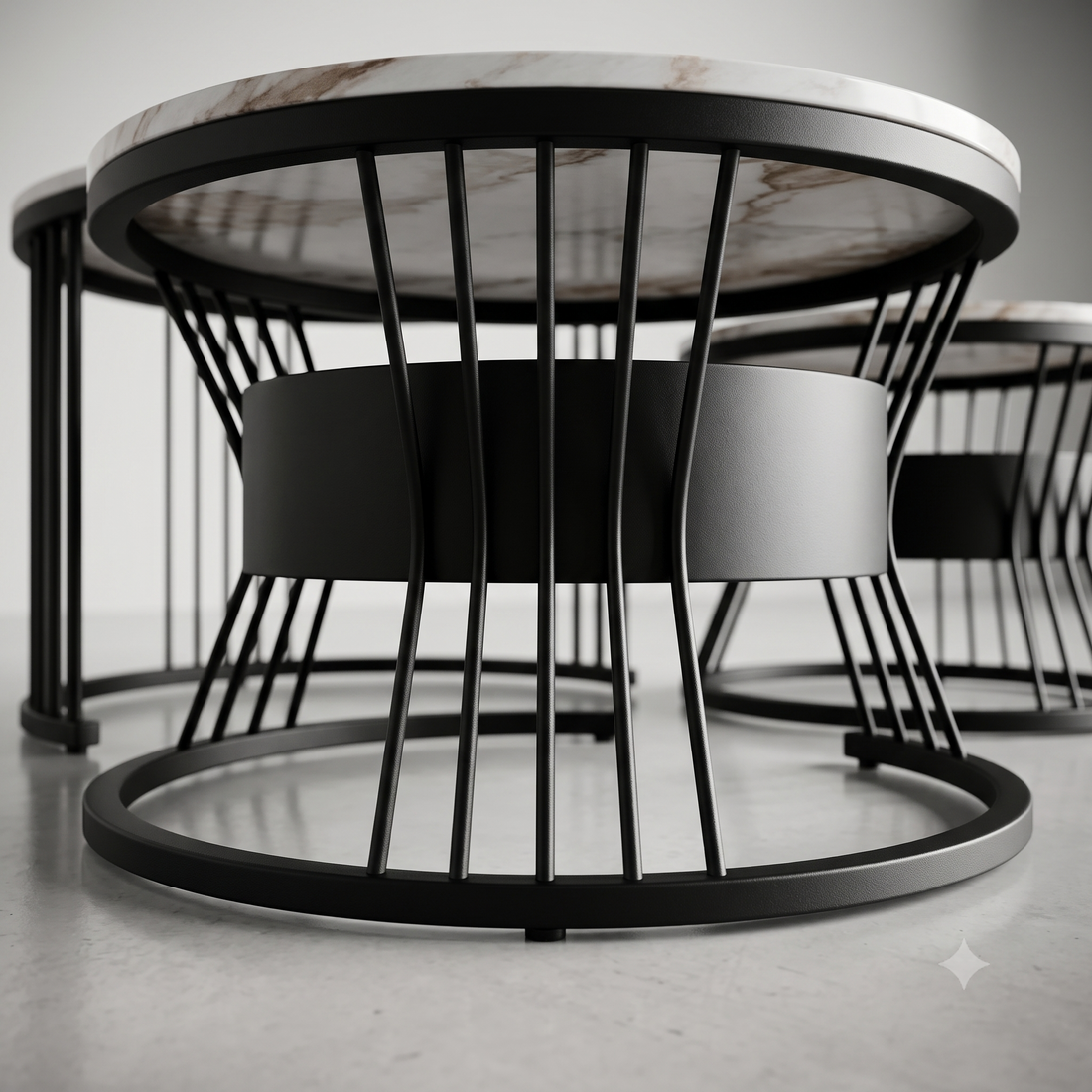 Luxury Modern Marble Finish Nesting Coffee Table Set (Set of 2)