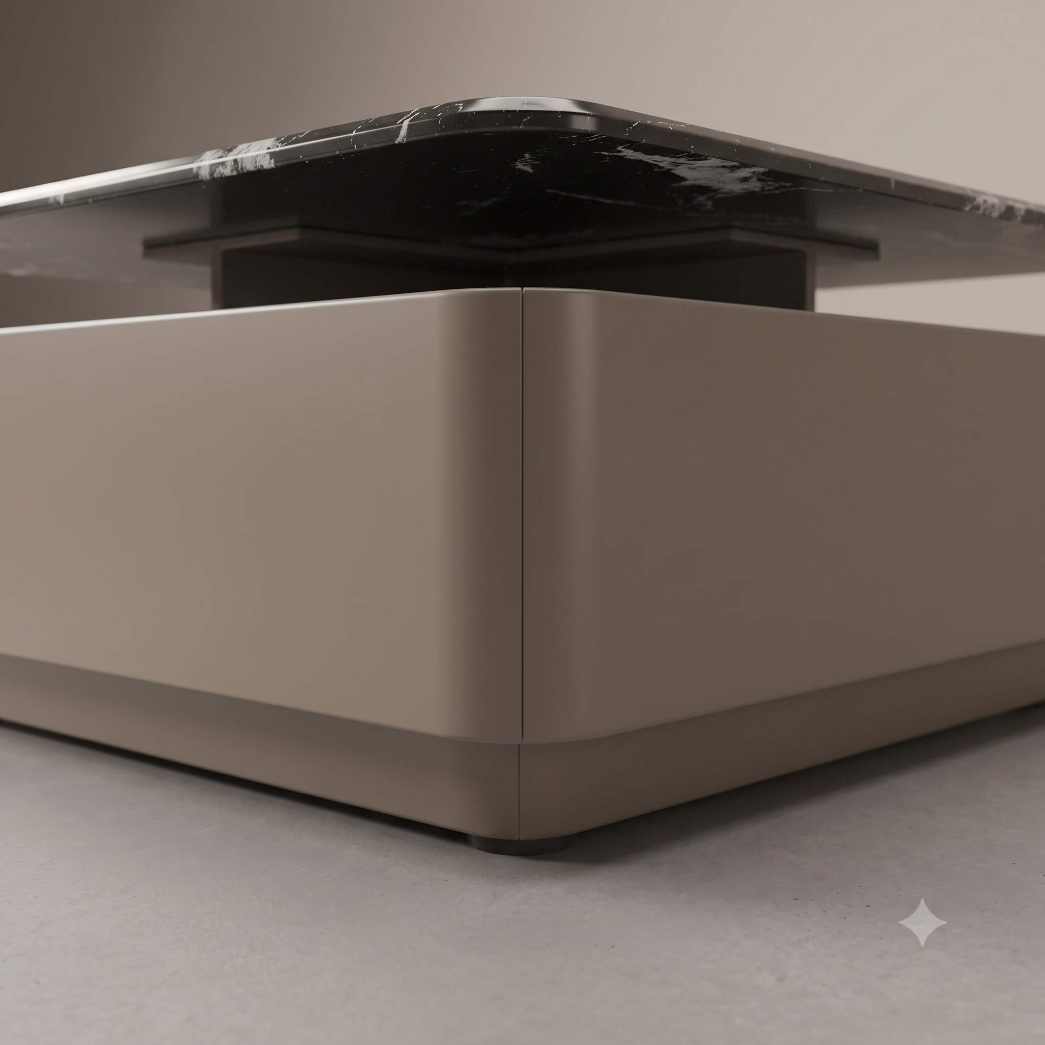 The Noir Grandeur Dual-Tier Nesting Coffee Table with Black Marble Top & Accent Side Table