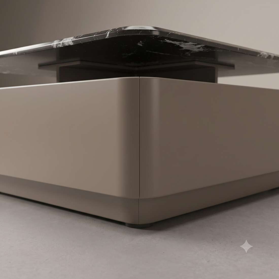 The Noir Grandeur Dual-Tier Nesting Coffee Table with Black Marble Top & Accent Side Table